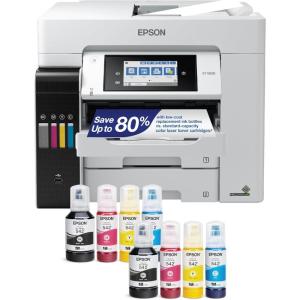 Epson EcoTank Pro ET-5800 Wireless Color All-in-One Supertank Printer with Scanner, Copier, Fax and Ethernet, White(ET-5850 (Renewed))