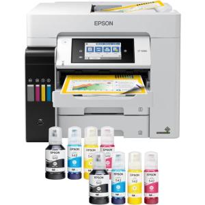 Epson EcoTank Pro ET-5800 Wireless Color All-in-One Supertank Printer with Scanner, Copier, Fax and Ethernet, White(ET-5880)