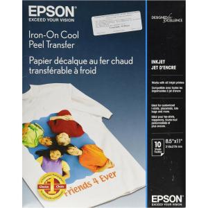 Epson Iron-on Cool Peel Transfer (8.5×11 Inches, 10 Sheets) (S041153),White
