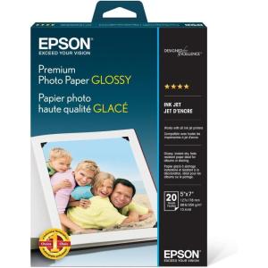 Epson Premium Photo Paper GLOSSY (11×14 Inches, 20 Sheets) (S041466)(5×7 Inches)