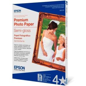 Epson Premium Photo Paper SEMI-GLOSS (8.5×11 Inches, 20 Sheets) (S041331) , White