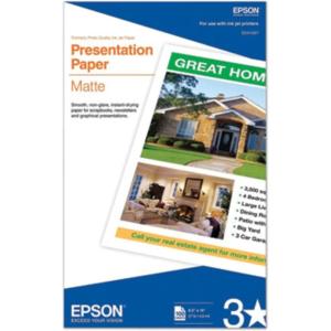 Epson Presentation Paper MATTE (8.5×14 Inches, 100 Sheets) (S041067),Bright White(Legal Size (Pack of 10))