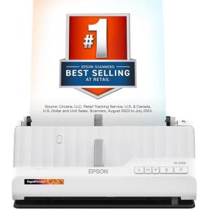 Epson RapidReceipt RR-400W Wireless Compact Desktop Color 2-Sided Receipt & Document Scanner with ScanSmart AI PRO Receipt Management & PDF Software & 20-Page Auto Document Feeder