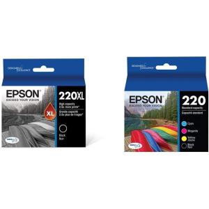 Epson T220120-BCS DURABrite Ultra Black & Color Combo Pack Standard Capacity Cartridge Ink, Black and Color Combo Pack & T220XL120-S DURA Ultra Black High Capacity Cartridge Ink