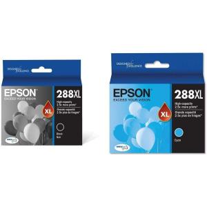 Epson T288XL120 288XL Expression Home XP-330 340 430 434 440 446 Ink Cartridge (Black) in Retail Packaging & T288XL220 DURA Ultra Cyan High Capacity Cartridge Ink