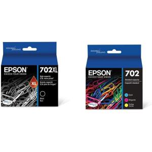 Epson T702XL120-S DURABrite Ultra Black High Capacity Cartridge Ink & T702520-S DURABrite Ultra Color Combo Pack Standard Capacity Cartridge Ink