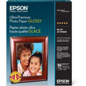 Epson Ultra Premium Photo Paper GLOSSY (8.5×11 Inches, 50 Sheets) (S042175),White(8.5″ x 11″)