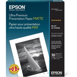 Epson Ultra Premium Presentation Paper MATTE (8.5×11 Inches, 50 Sheets) (S041341),White