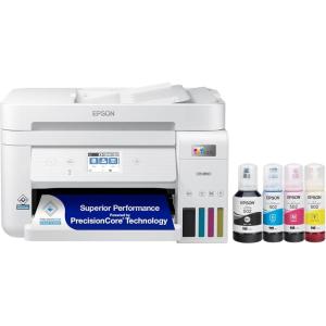 Epson EcoTank ET-4850 Wireless All-in-One Cartridge-Free Supertank Printer with Scanner, Copier, Fax, ADF and Ethernet (White) (Renewed)