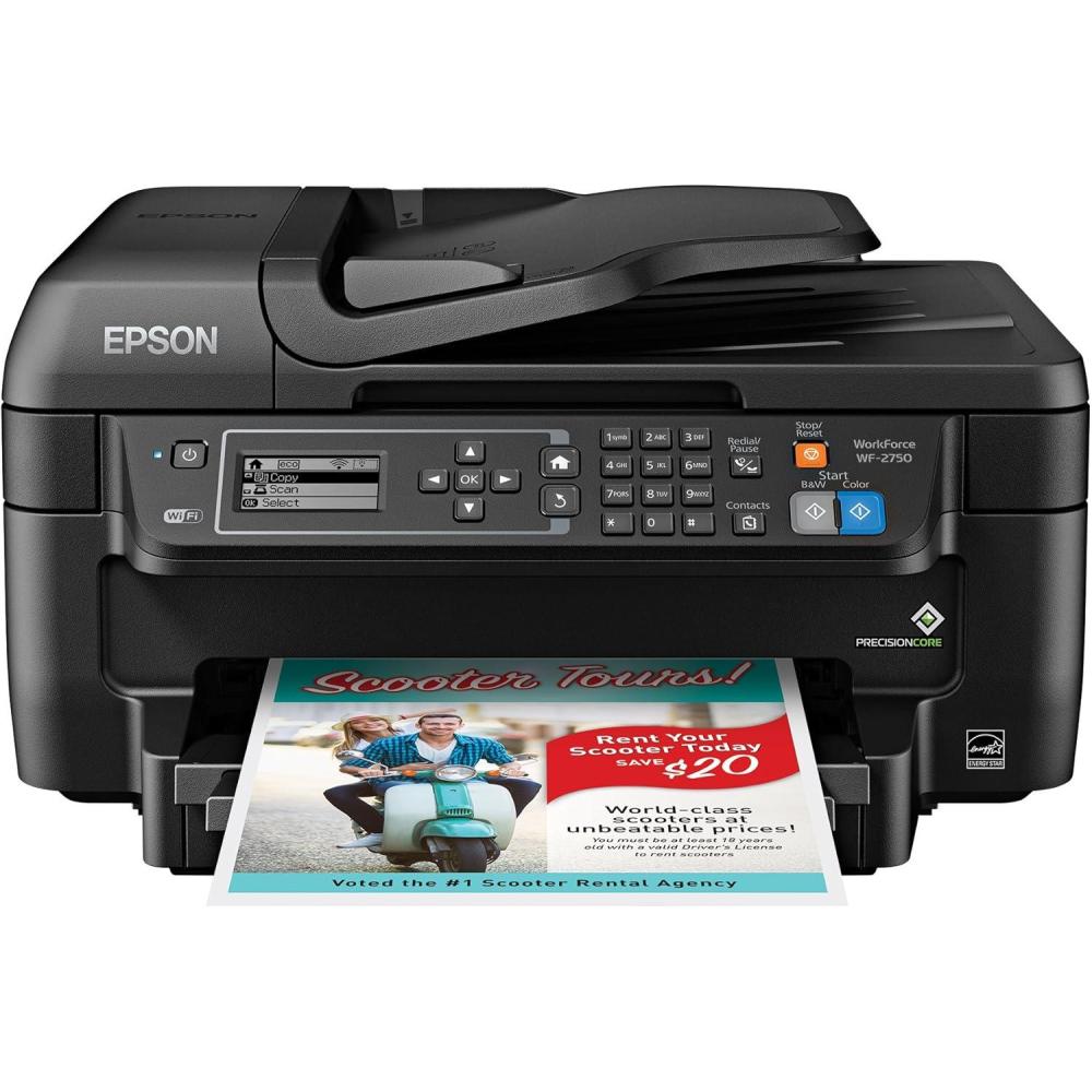 imageEpson WF2750 AllinOne Wireless Color Printer with Scanner Copier ampamp Fax Amazon Dash Replenishment ReadyWF2750